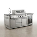 Outdoor Kitchen Island Built for Large-Scale Entertaining, 85" 6-Burner 85000 BTU, Wine Cooler, Granite Top
