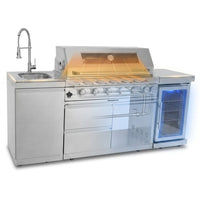 Outdoor Kitchen Island 85" 6-Burner 85000 BTU Deluxe Modular BBQ Island - Grill Islands W/Wine Cooler, Built in Combo outside Island + Rotisserie & Granite Top Outdoor Grill — How It Works